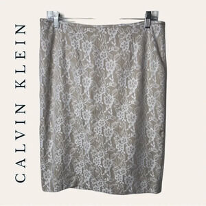 Women’s‎ CALVIN KLEIN MIDI PENCIL SKIRT SIZE 10 WHITE LACE